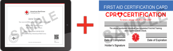 Sample American Red Cross BLS CPR Card Certification and First Aid Certification Card from CPR Certification